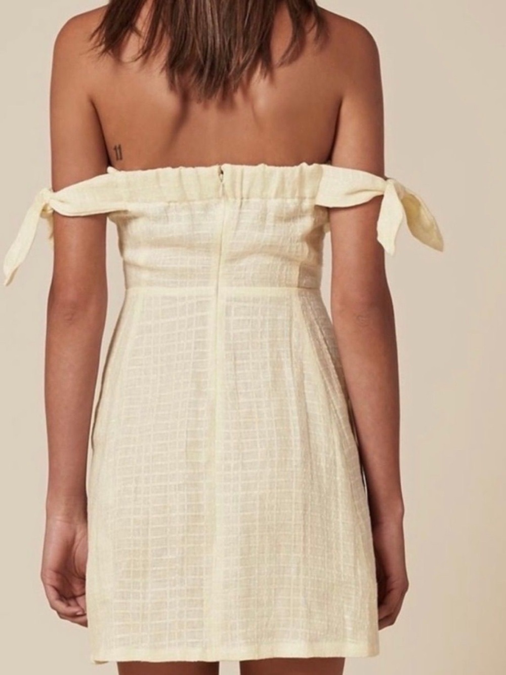 Reformation Arnaut Mini Linen Yellow Tie Dress Size 4 - Picture 3 of 7